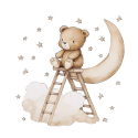 Αυτοκόλλητα τοίχου SIPO Teddy Bear on a Ladder