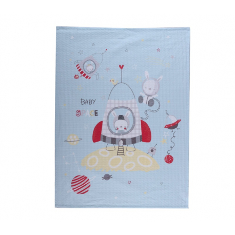 Κουβέρτα πικέ αγκαλιάς Nef-Nef Baby Space L.Blue 80x110