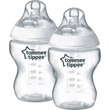 Μπιμπερό Tommee Tippee Closer to nature αργής ροής 260 ml 0M+, σετ των 2