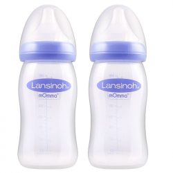 Μπιμπερό Lansinoh® 240 ml με θηλή μεσαίας ροής NaturalWave® σετ των 2