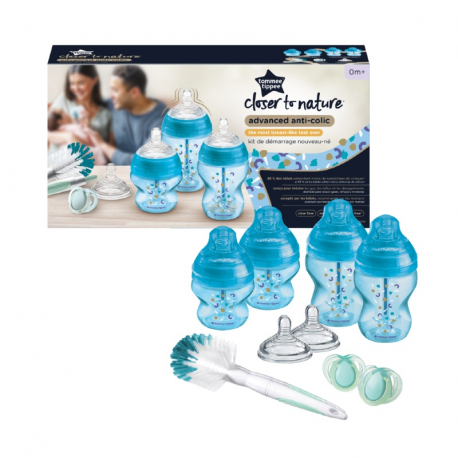 Σετ μπιμπερό Tommee Tippee Advanced Anti-Colic Blue για νεογέννητα, σετ των 9