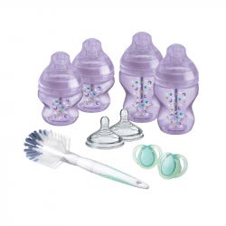 Σετ μπιμπερό Tommee Tippee Advanced Anti-Colic Purple για νεογέννητα, σετ των 9
