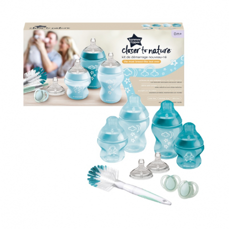 Σετ μπιμπερό Tommee Tippee Closer to nature Blue για νεογέννητα, σετ των 9