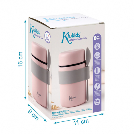 Kiokids® Θερμός φαγητού 500ml με κουταλάκι Ροζ