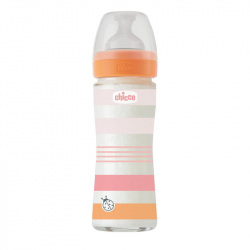 Γυάλινο μπιμπερό Chicco Well Being Girl 240 ml 0m+ (1τμχ)