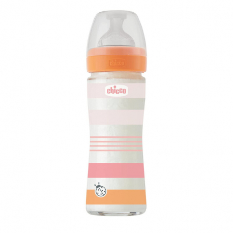 Γυάλινο μπιμπερό Chicco Well Being Girl 240 ml 0m+ (1τμχ)