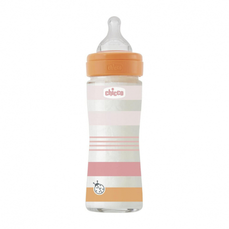 Γυάλινο μπιμπερό Chicco Well Being Girl 240 ml 0m+ (1τμχ)