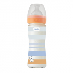 Γυάλινο μπιμπερό Chicco Well Being Boy 240 ml 0m+ (1τμχ)