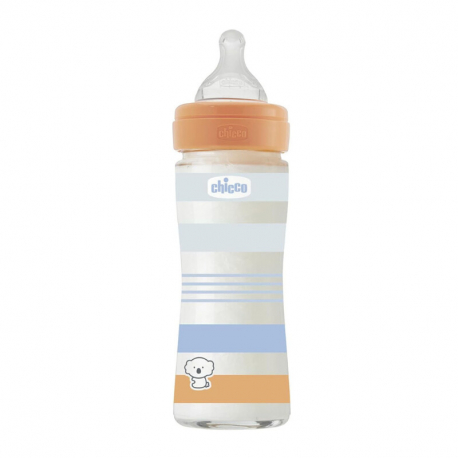 Γυάλινο μπιμπερό Chicco Well Being Boy 240 ml 0m+ (1τμχ)