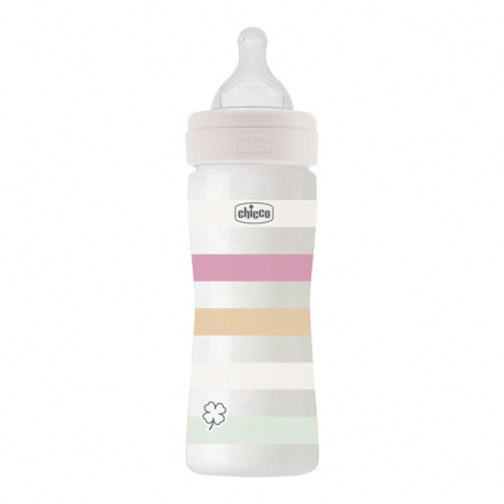 Πλαστικό μπιμπερό Chicco Well Being Girl 250 ml 2m+ (1τμχ)