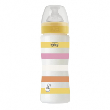 Πλαστικό μπιμπερό Chicco Well Being Girl 330 ml 4m+ (1τμχ)