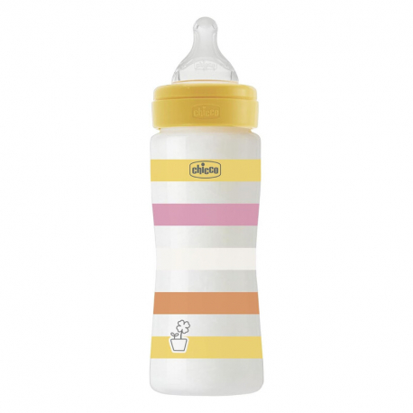 Πλαστικό μπιμπερό Chicco Well Being Girl 330 ml 4m+ (1τμχ)