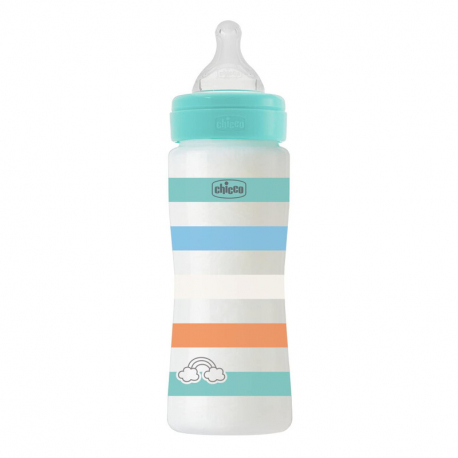 Πλαστικό μπιμπερό Chicco Well Being Boy 330 ml 4m+ (1τμχ)