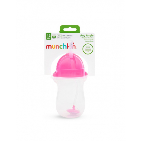 Παιδικό ποτήρι με καλαμάκι Munchkin Tip &amp; Sip Tall 296ml Ροζ