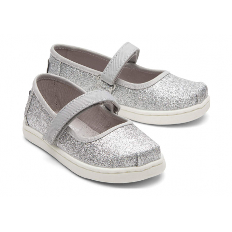 Μπαλαρίνες TOMS Tiny Mary Jane Iridescent Glimmer Silver