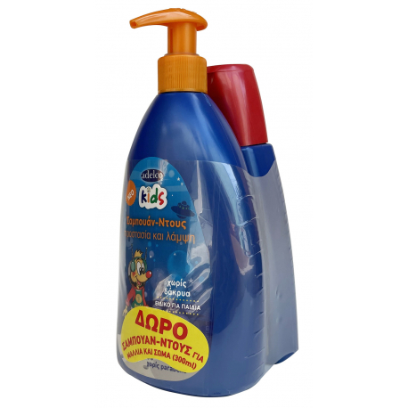 Σαμπουάν-ντους Adelco kids προστασία και λάμψη 500ml + Δώρο σαμπουάν-ντους 300ml