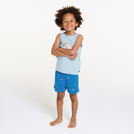 Okaidi Pyja-short en jersey doux bleu Garcon