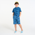 Okaidi Boy's blue shark print brushed cotton Bermuda shorts