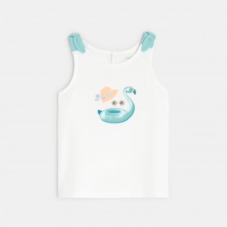 Obaibi Baby girl&#039;s white flamingo float tank top