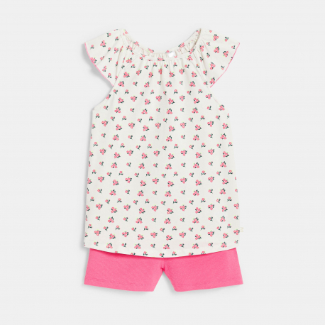 Okaidi Girl&#039;s pink floral pyjama shorts