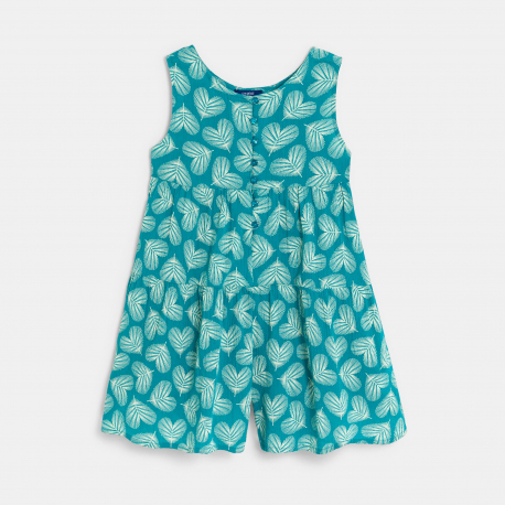 Okaidi Girl&#039;s blue printed motif playsuit