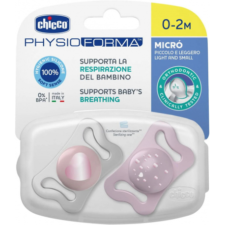 Πιπίλα Chicco PhysioForma Micro Ροζ 0-2m, σετ των 2