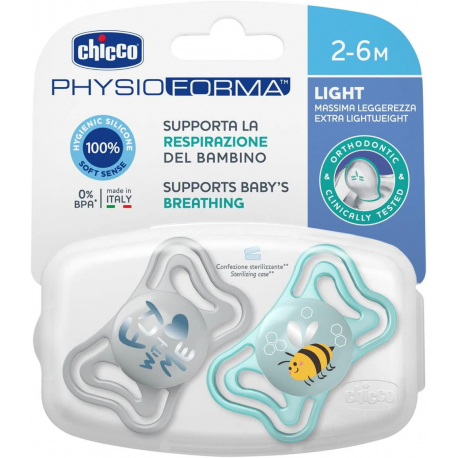 Πιπίλα Chicco PhysioForma Light Σιέλ 2-6m, σετ των 2