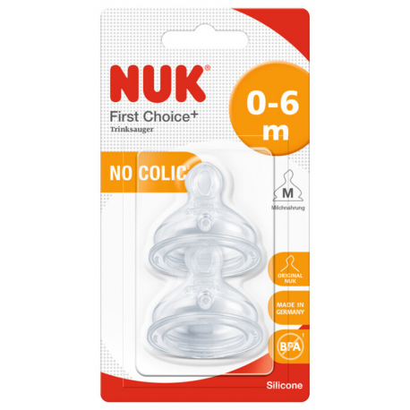 Θηλές σιλικόνης Nuk® First Choice+ για γάλα (0-6m), σετ των 2