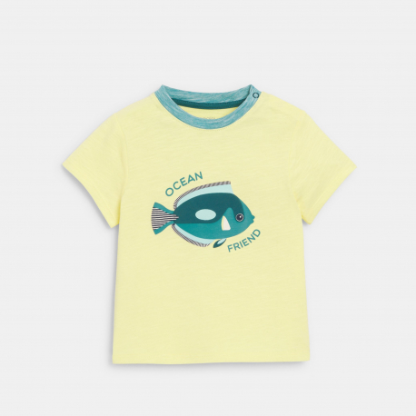 Obaibi T-shirt poisson et short en maille fantaisie bleu garcon