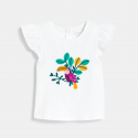 Obaibi T-shirt manches volantes toucan blanc bebe fille