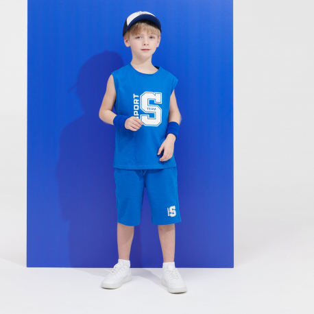 Okaidi Boy&#039;s blue sportwear vest stop with motif