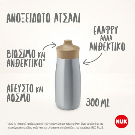 Παγουράκι Nuk® Mini-Me Sip από ανοξείδωτο ατσάλι 300ml Γκρι