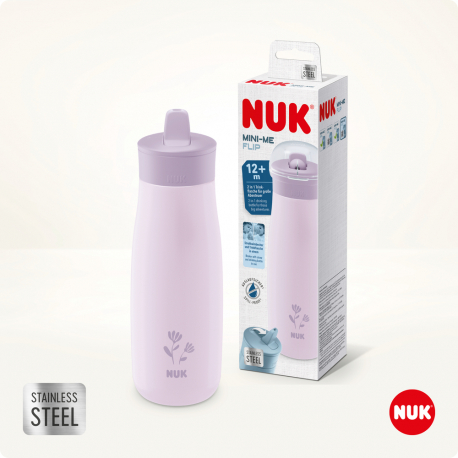 Παγουράκι Nuk® Mini-Me Flip από ανοξείδωτο ατσάλι 500ml Ροζ