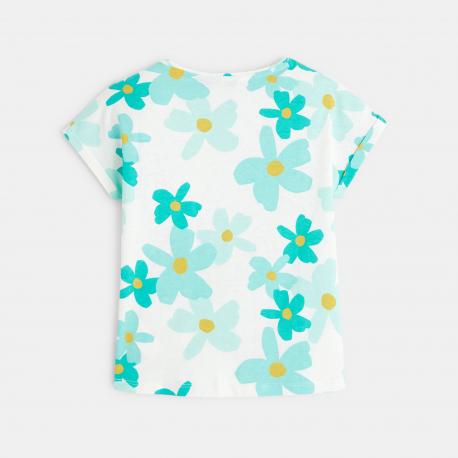 Okaidi T-shirt grandes fleurs vert fille