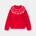 Okaidi Κόκκινο χριστουγεννιάτικο πουλόβερ για κορίτσια