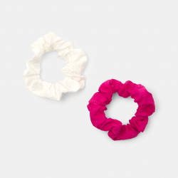 Okaidi Λαστιχάκι από λευκό+ ροζ ύφασμα (σετ των 2) για κορίτσια