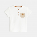 Obaibi Μπλούζα πόλο σε τυνησιακό στυλ με γαζιά και τσέπη λευκή για μωρά αγοράκια