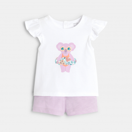 Obaibi Baby girl&#039;s koala T-shirt and purple shorts
