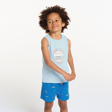 Okaidi Pyja-short en jersey doux bleu Garcon