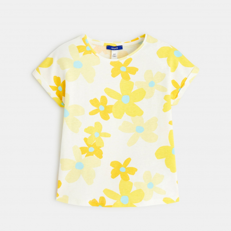 Okaidi T-shirt grandes fleurs vert fille