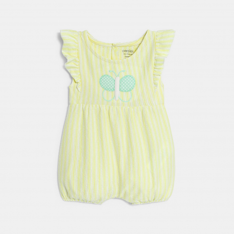 Obaibi Combinaison courte papillon et body jaune bebe fille