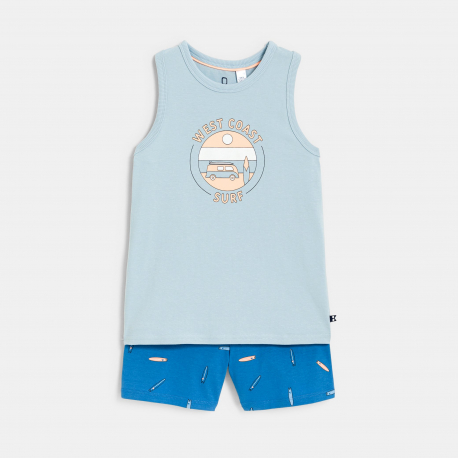 Okaidi Pyja-short en jersey doux bleu Garcon