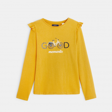 Okaidi T-shirt a epaules volantees jaune fille