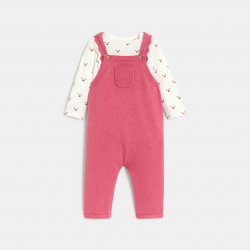 Obaibi Salopette en maille tricot et body rose bebe fille