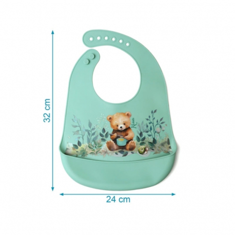 Σαλιάρα Σιλικόνης Kiokids® Little Bear Μέντα