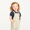 Obaibi Salopette et tee-shirt fleuri blanc bebe fille