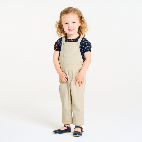 Obaibi Salopette et tee-shirt fleuri blanc bebe fille