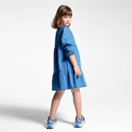 Okaidi Robe en jean brode bleu Fille