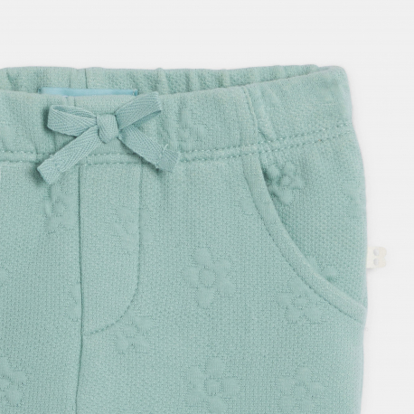 Obaibi Pantalon molleton effet pique blanc bebe fille