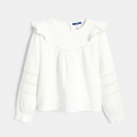 Okaidi Blouse volantee en gaze de coton blanc Fille